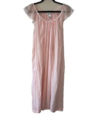 VTG Oscar De La Renta Pink Cotton Nightgown Lace Cottagecore Maxi Dress S Boho